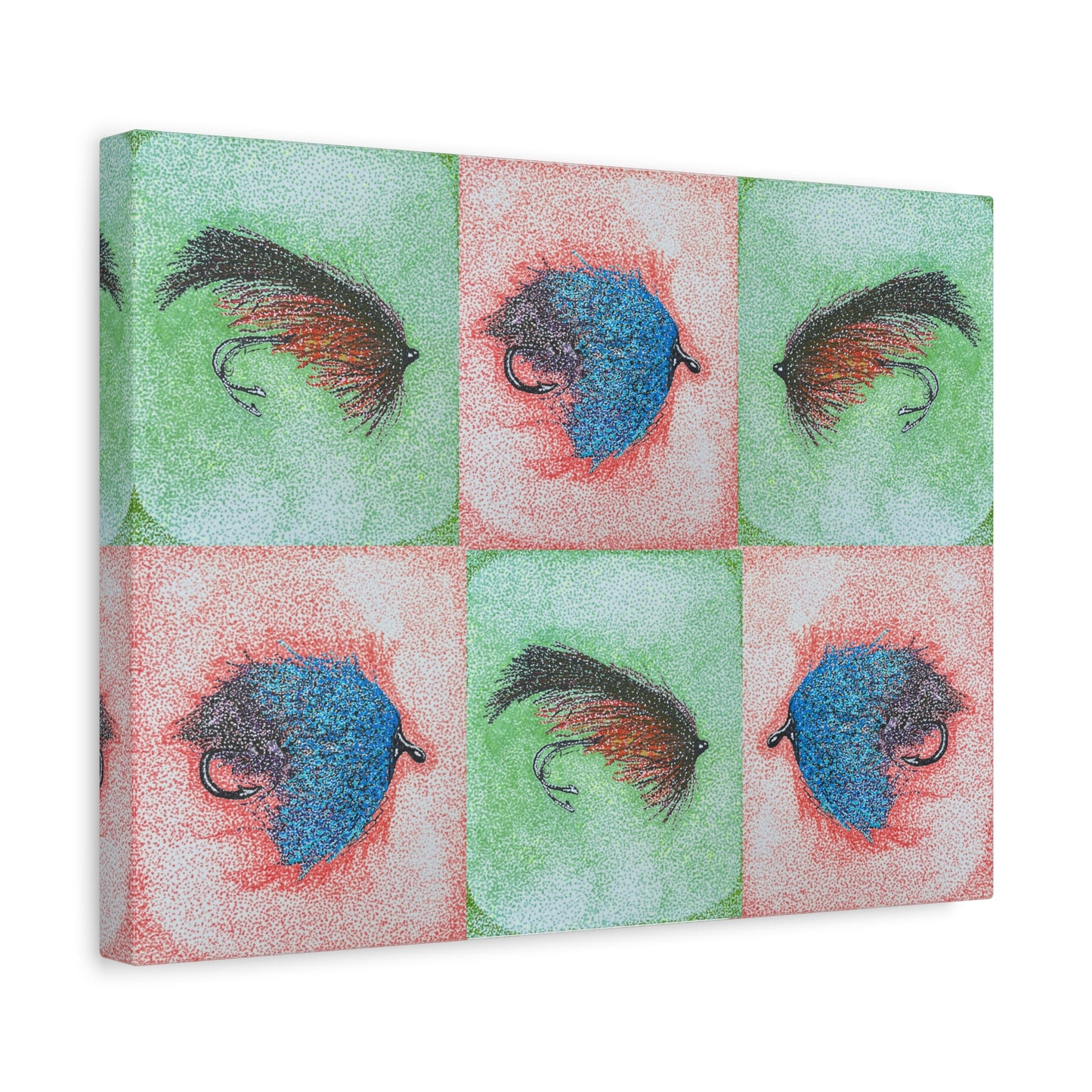 Fly Fishing Lures art Print Matte Canvas, Stretched, 1.25"