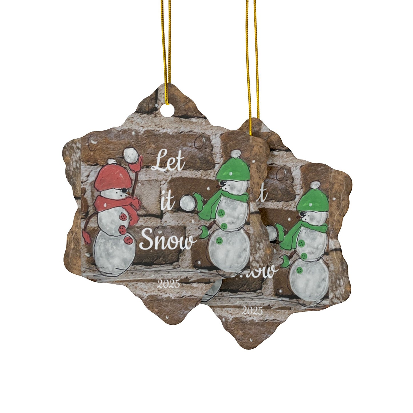 Snowman Ceramic Ornament Christmas Decorations, Holiday  Keepsake Ornament