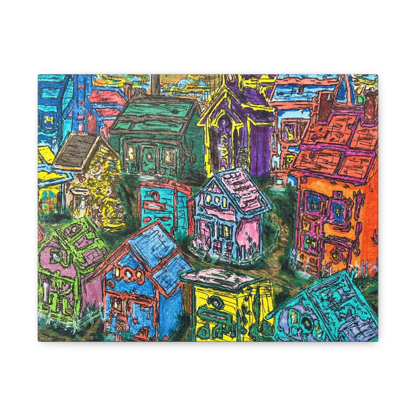 The Village Art Print Matte Canvas, Stretched, 1.25"