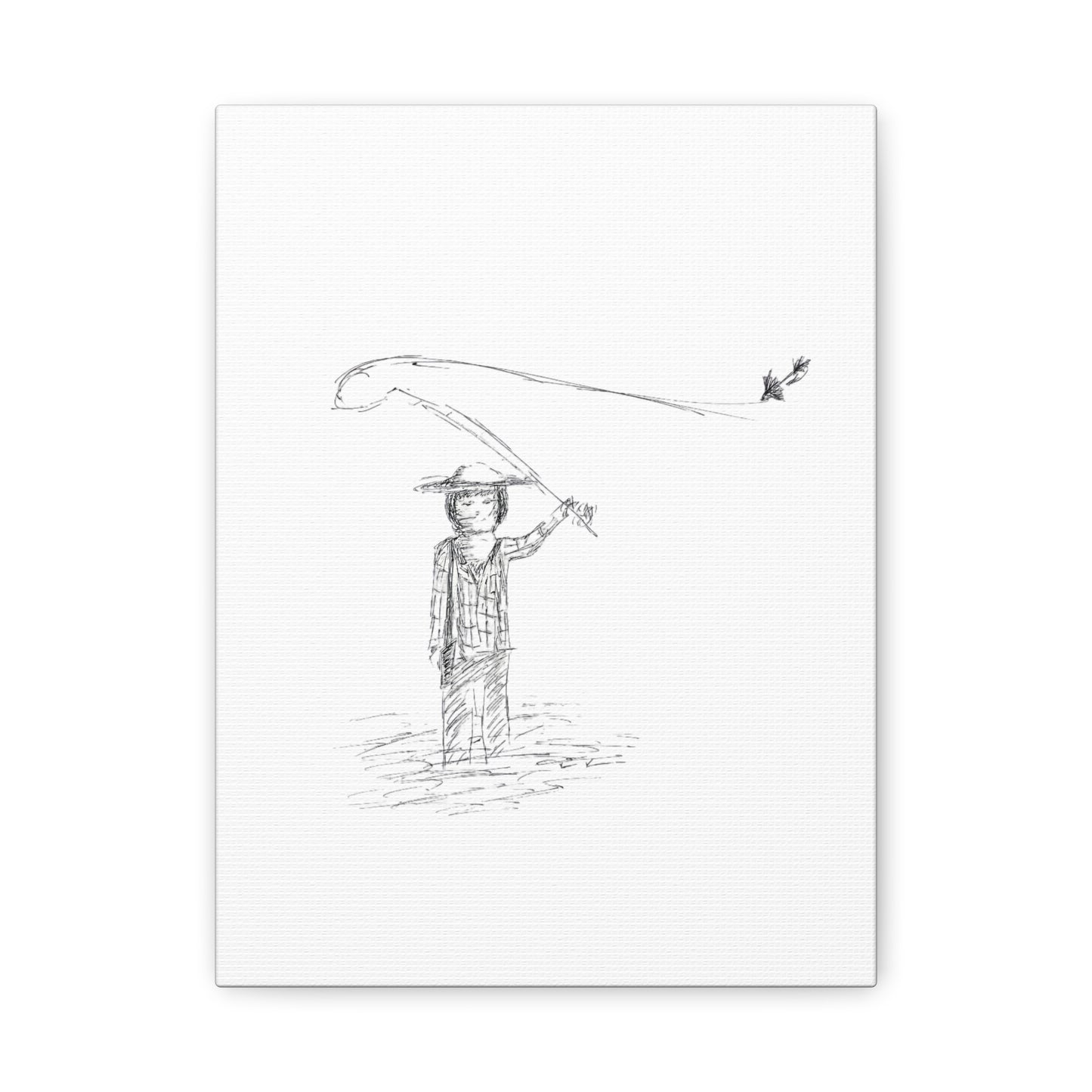 Fly Fishing boy Matte Canvas, Stretched, 1.25"