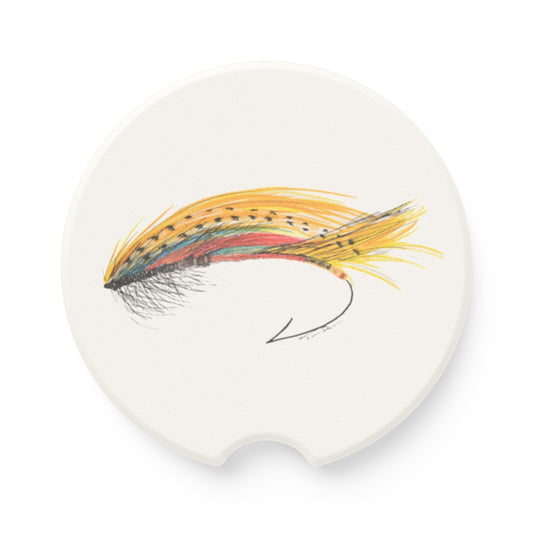 Fly Fishing Artsy Soapstone Car Coaster
