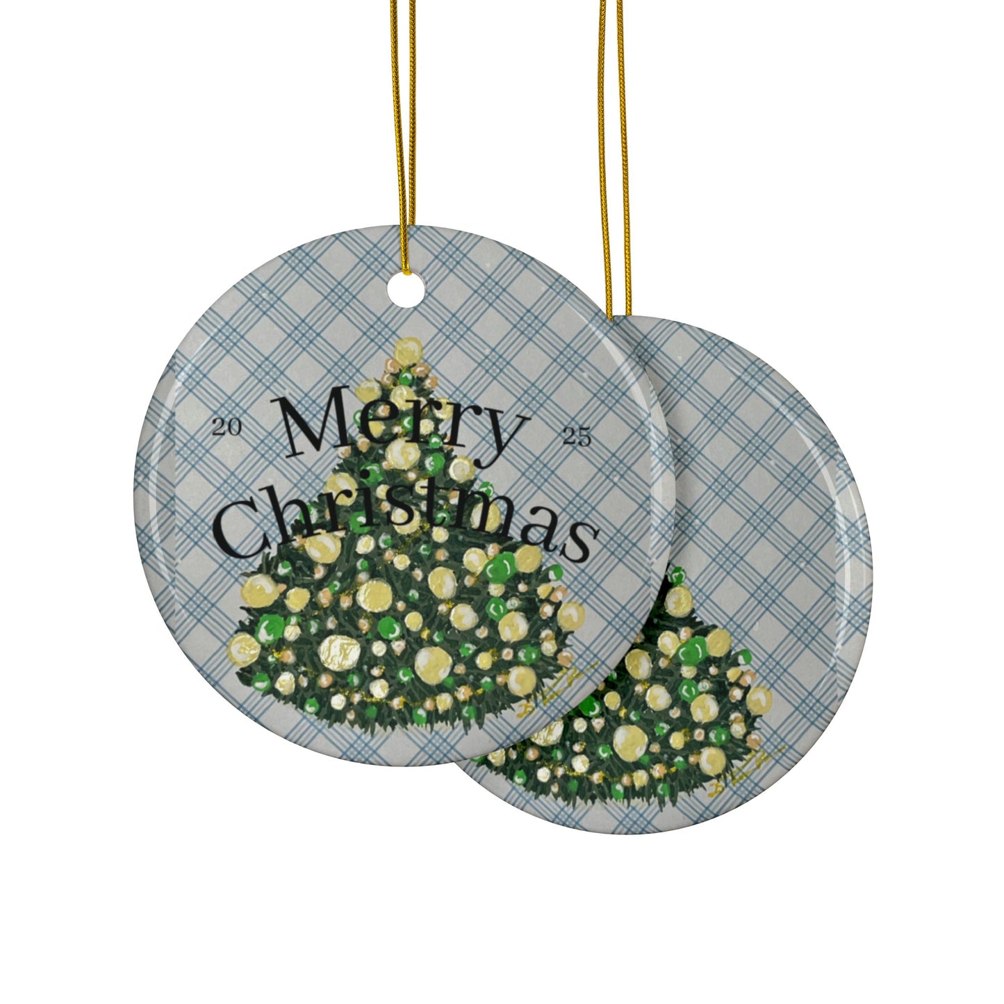 Blue Plaid Christmas Tree Ornament