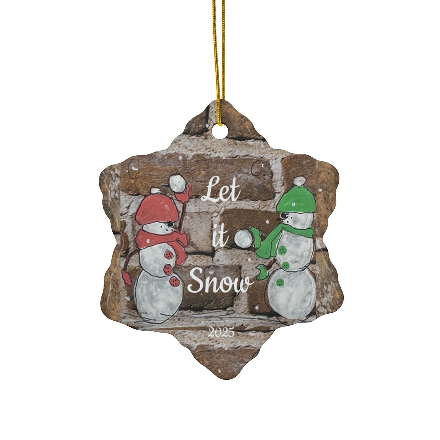 Snowman Ceramic Ornament Christmas Decorations, Holiday  Keepsake Ornament