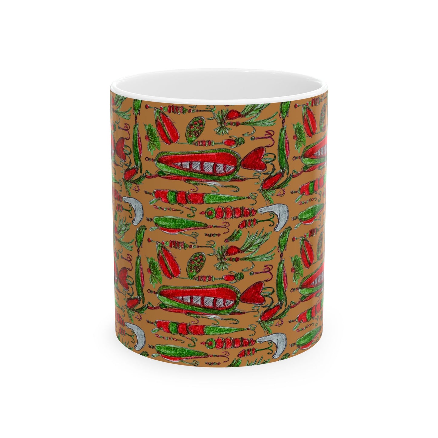 Fishing Lure Ceramic Mug, Fishing Gift, Coffee Mug,