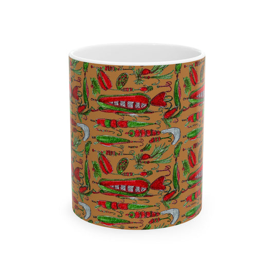 Fishing Lure Ceramic Mug, Fishing Gift, Coffee Mug,