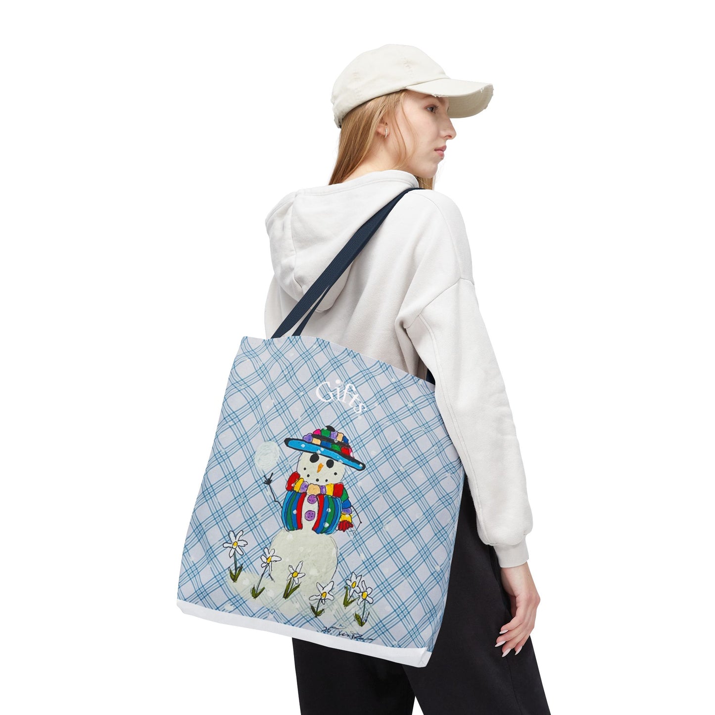 Winter Wonderland Tote Bag, Snowman Gift Bag, Seasonal Shopping Bag, Cute Holiday Carryall, Festive Beach Bag