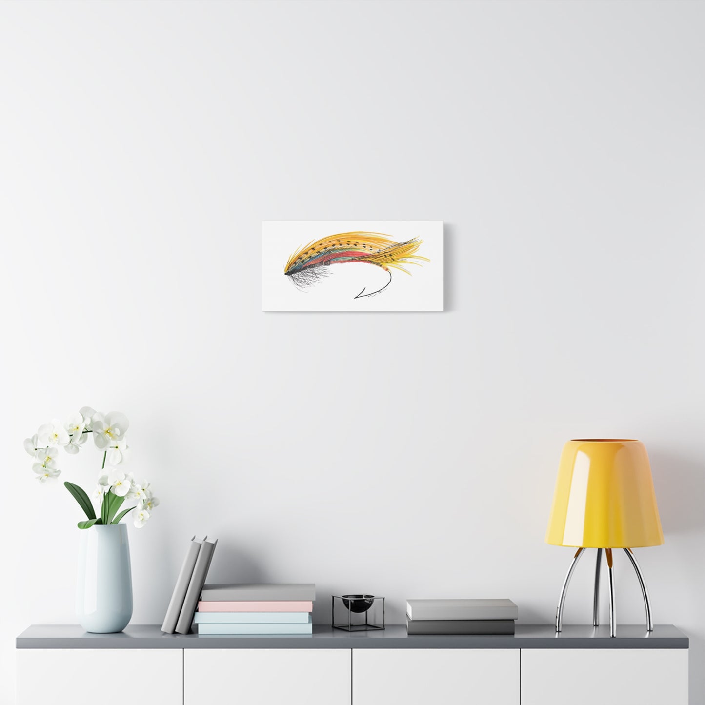 Fly Fishing Yellow Art Matte Canvas, Stretched, 1.25"
