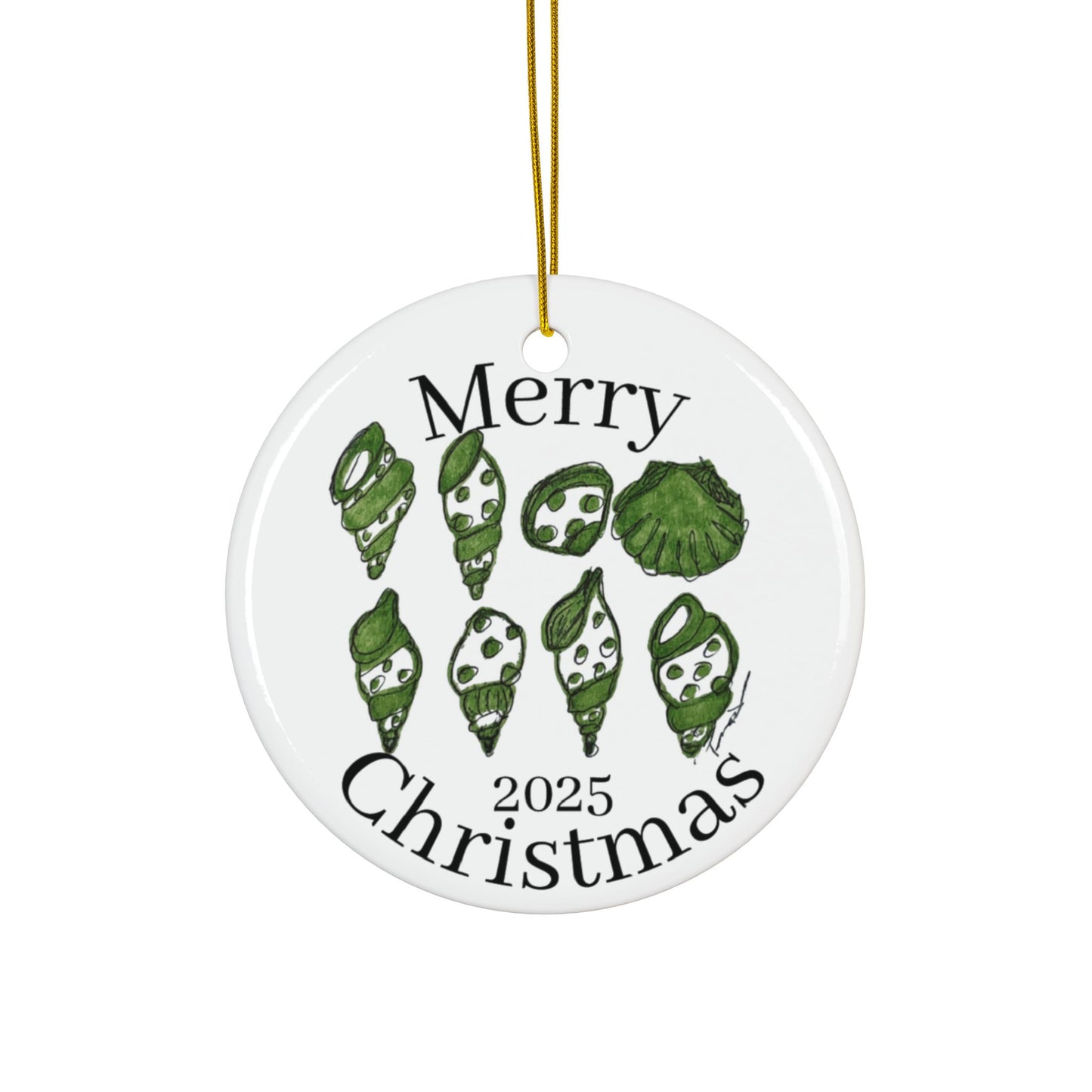 Shell Ceramic Christmas Ornaments,  Beach Lover's Ornament