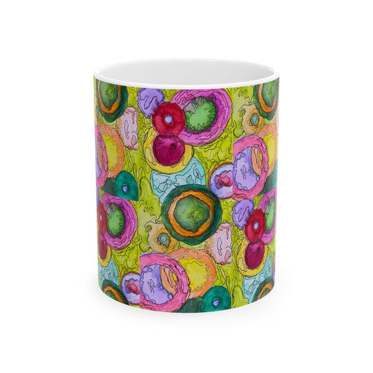 Vibrant Ceramic Mug, Colorful Coffee Cup, Unique Art Mug,