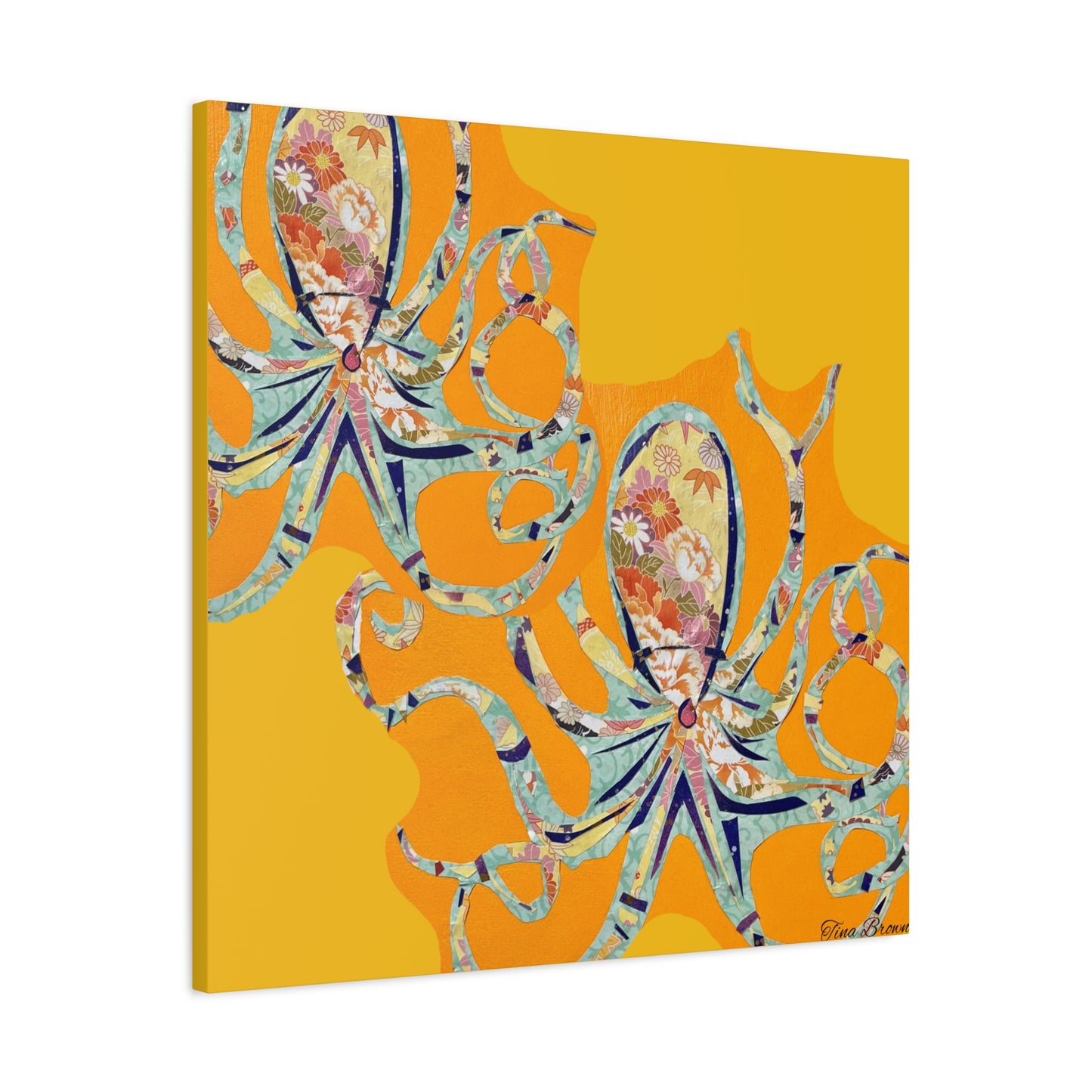 Colorful Octopus art Print Matte Canvas, Stretched, 1.25"