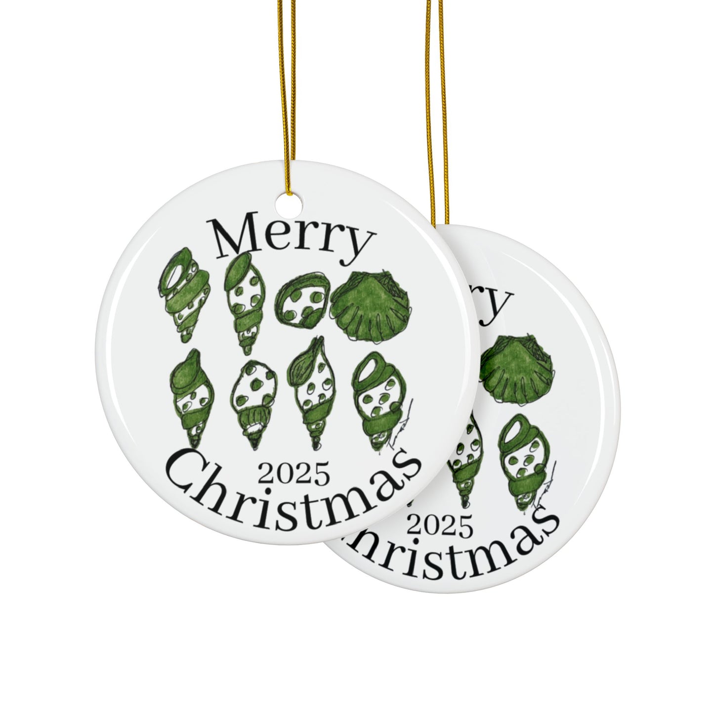 Shell Ceramic Christmas Ornaments,  Beach Lover's Ornament