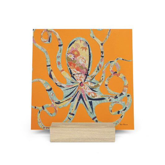 Octopus Art Print on Gallery Board with Stand - Ocean home decor
