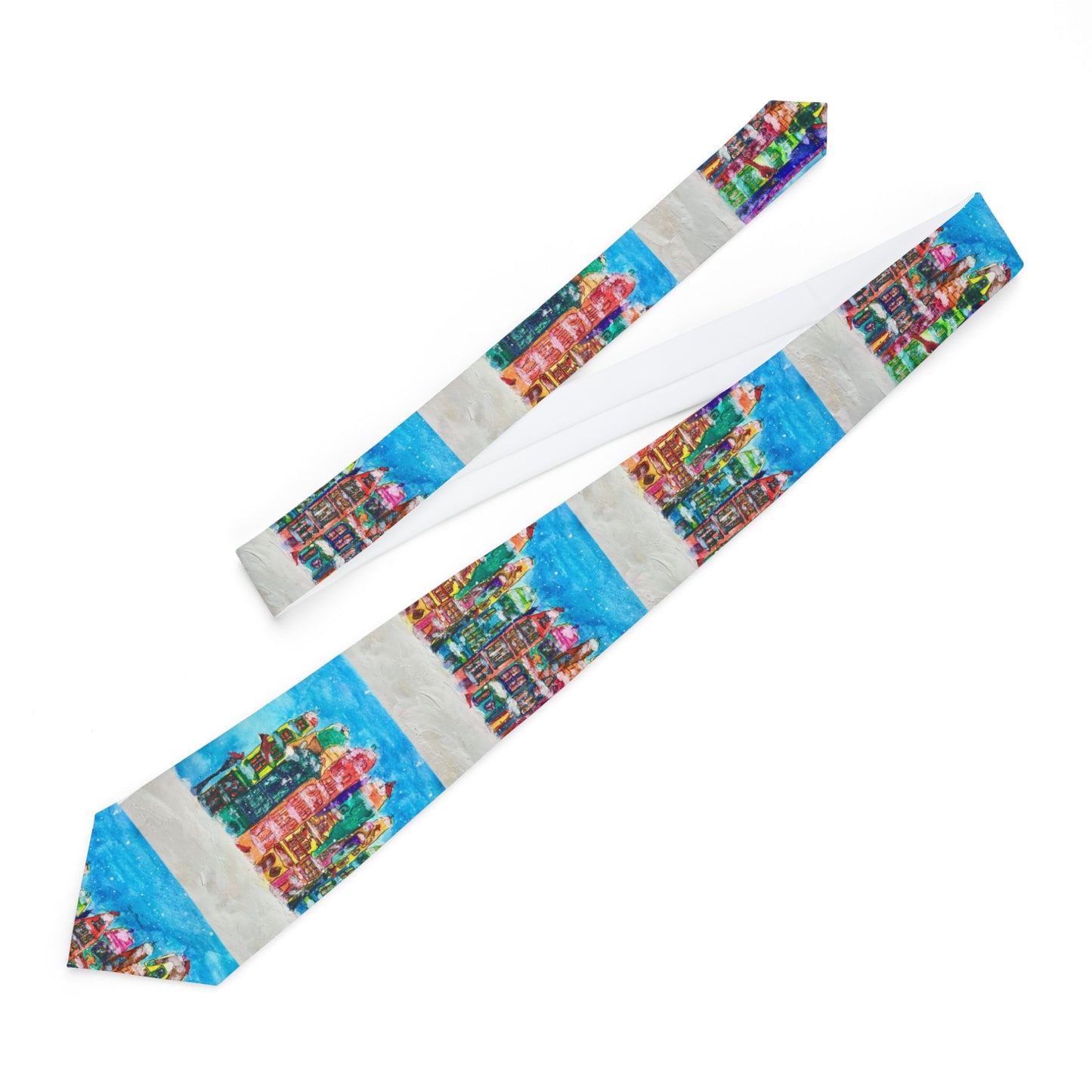 Colorful Skyline Necktie | Unique Art Tie for Business, Weddings, Holidays, Gift for Him, Fashion Accessory