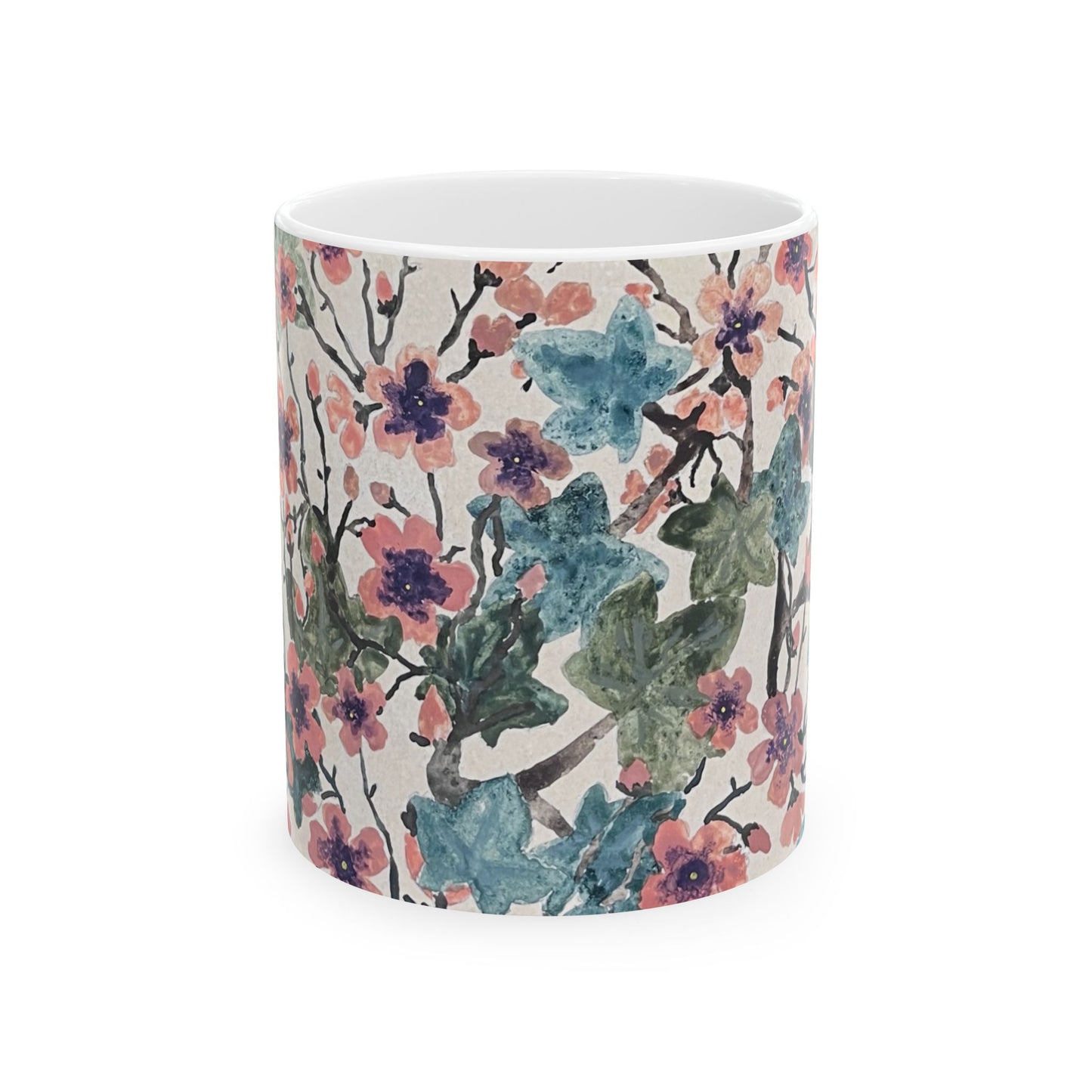 Floral Ceramic Mug, (11oz, )