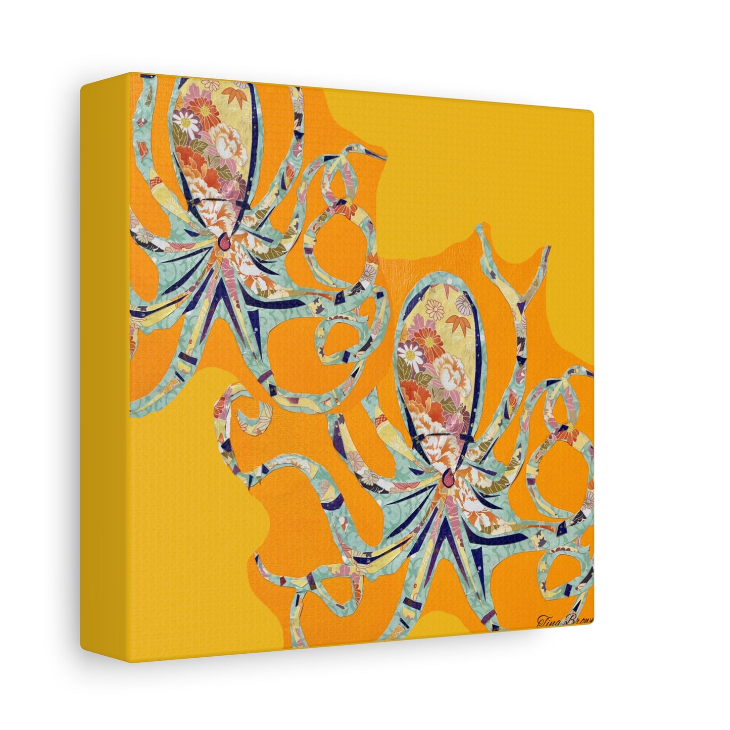 Colorful Octopus art Print Matte Canvas, Stretched, 1.25"
