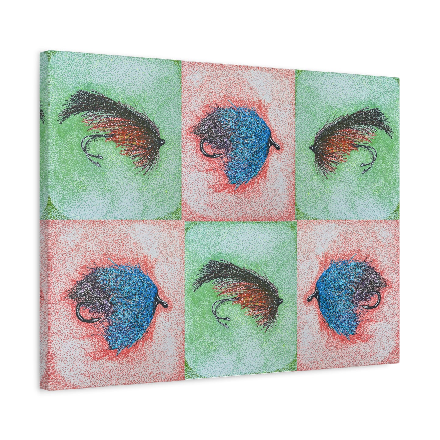 Fly Fishing Lures art Print Matte Canvas, Stretched, 1.25"