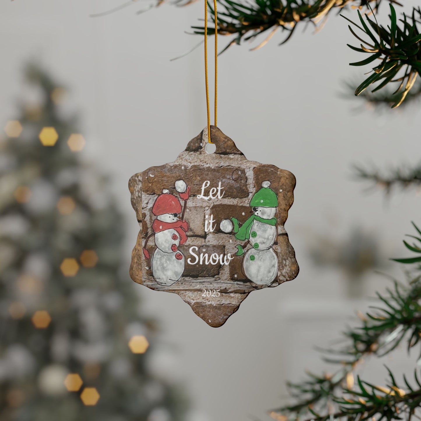 Snowman Ceramic Ornament Christmas Decorations, Holiday  Keepsake Ornament