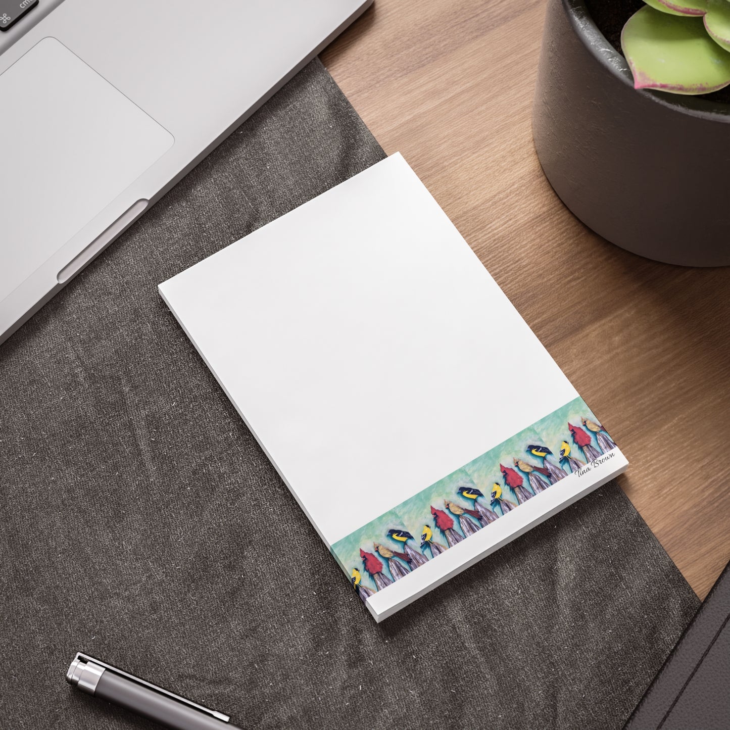 Colorful art Birds on a Fence -Themed Post-it® Note Pads