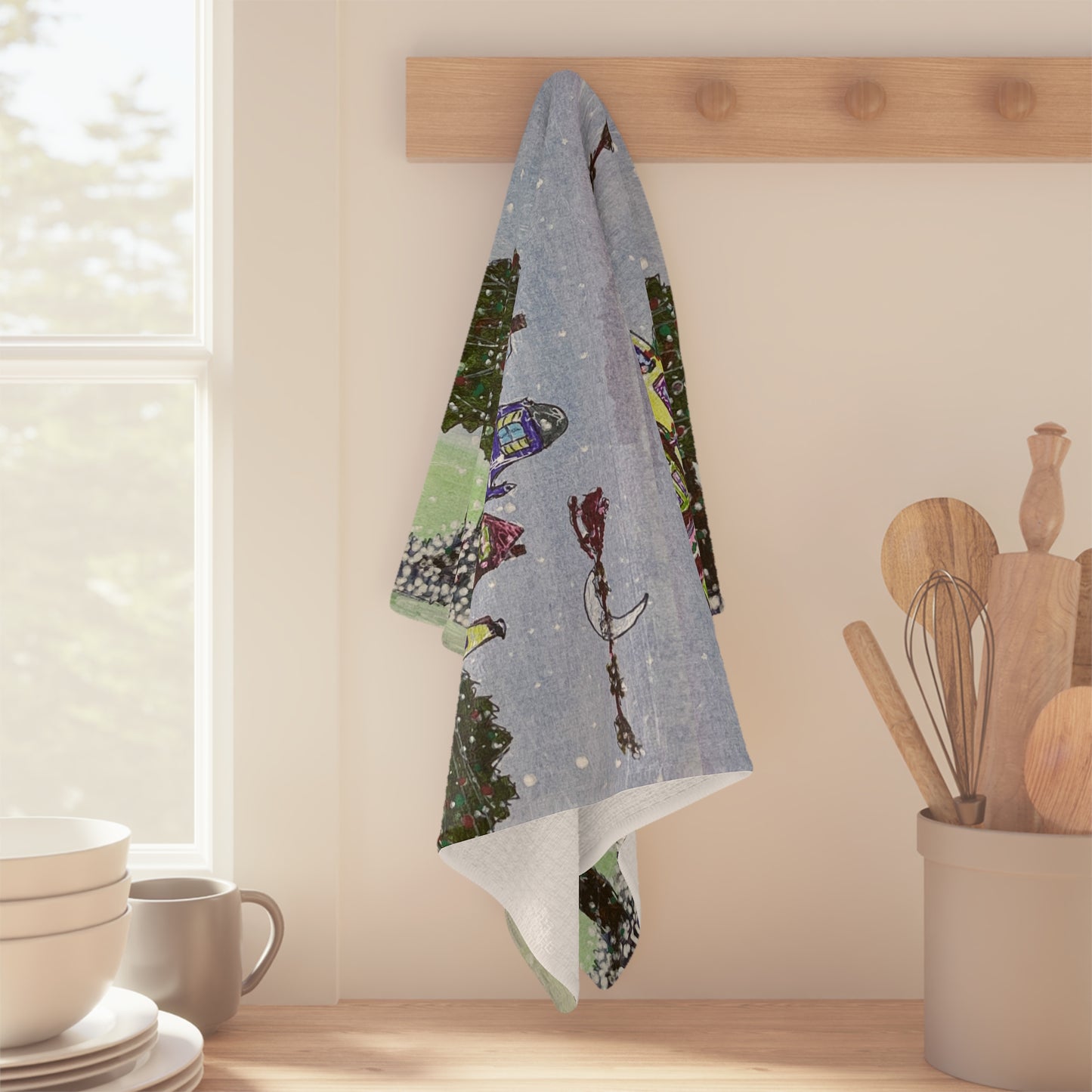 Winter Wonderland Microfiber Tea Towel, Festive Kitchen Decor, Holiday Gift, Christmas Table Linen, Cozy Home Accessory