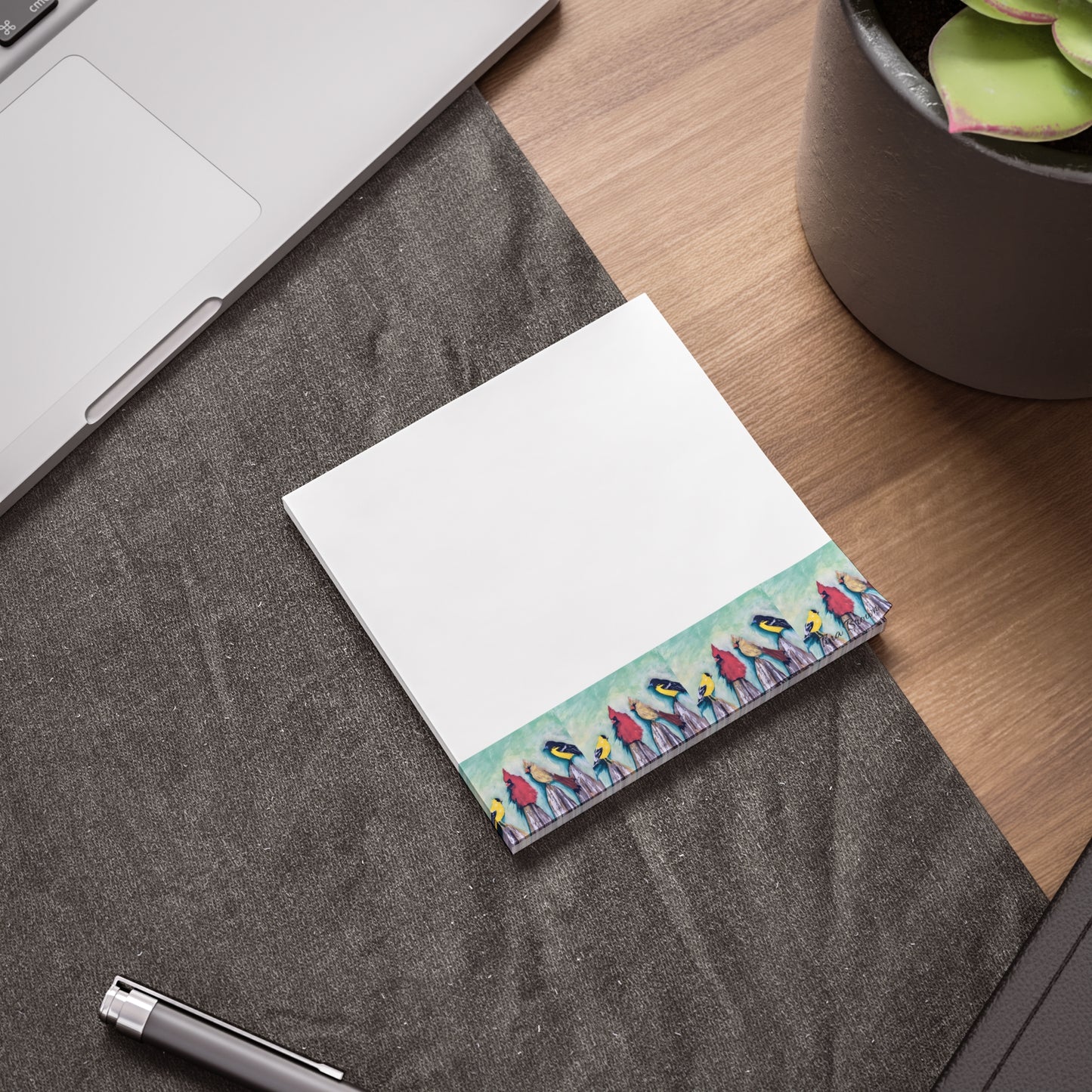 Colorful art Birds on a Fence -Themed Post-it® Note Pads
