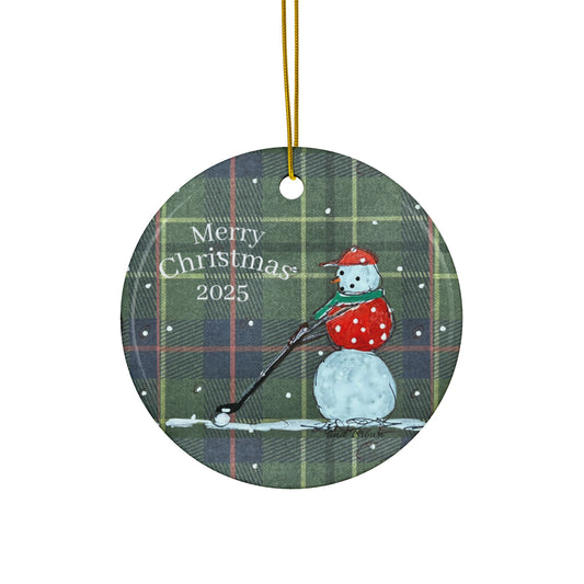 Golf Gifts, Ceramic Ornaments, Golf Snowman, Collectable Ornaments