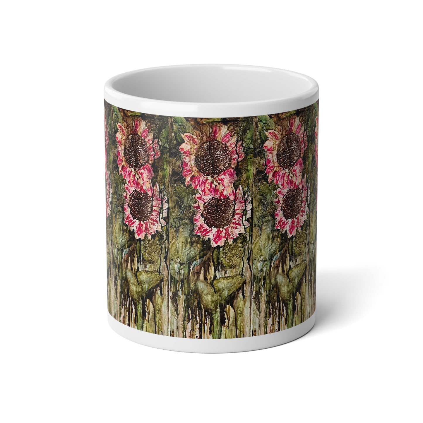 Green Sunflower Artsy Jumbo Mug, 20oz