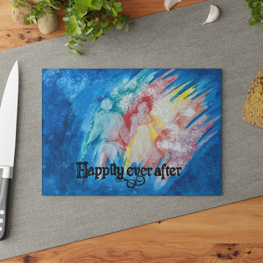 Romantic Glass Cutting Board | Happily Ever After Kitchen Decor, Wedding Gift, Engagement Present, Home Cooking Essentials, [...]