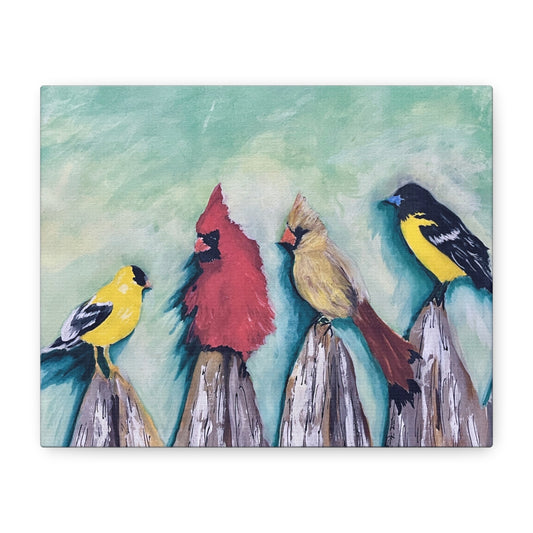 Birds on the Fence Canvas Art Print