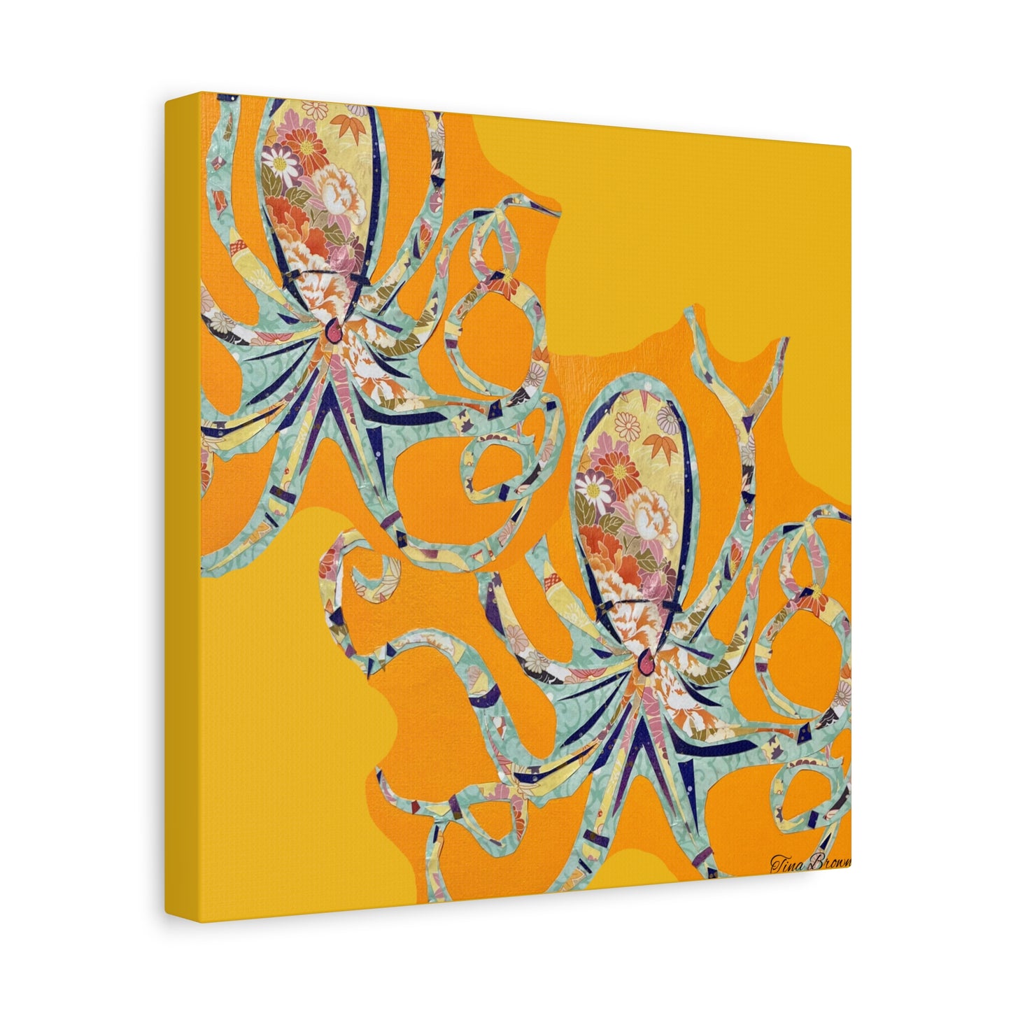 Colorful Octopus art Print Matte Canvas, Stretched, 1.25"