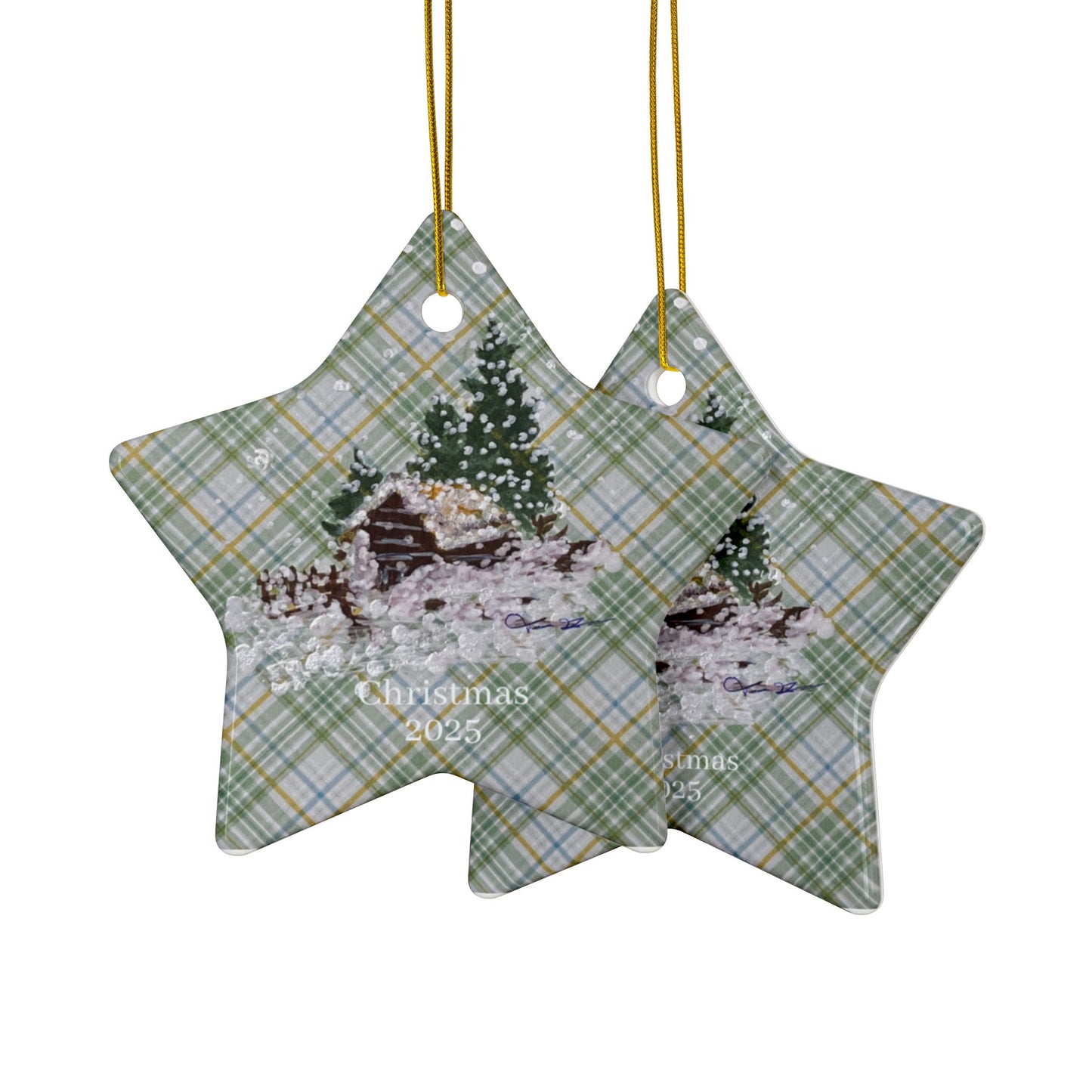 Festive Star Ceramic Ornaments, Xmas Tree Decorations, Giftable Keepsake,